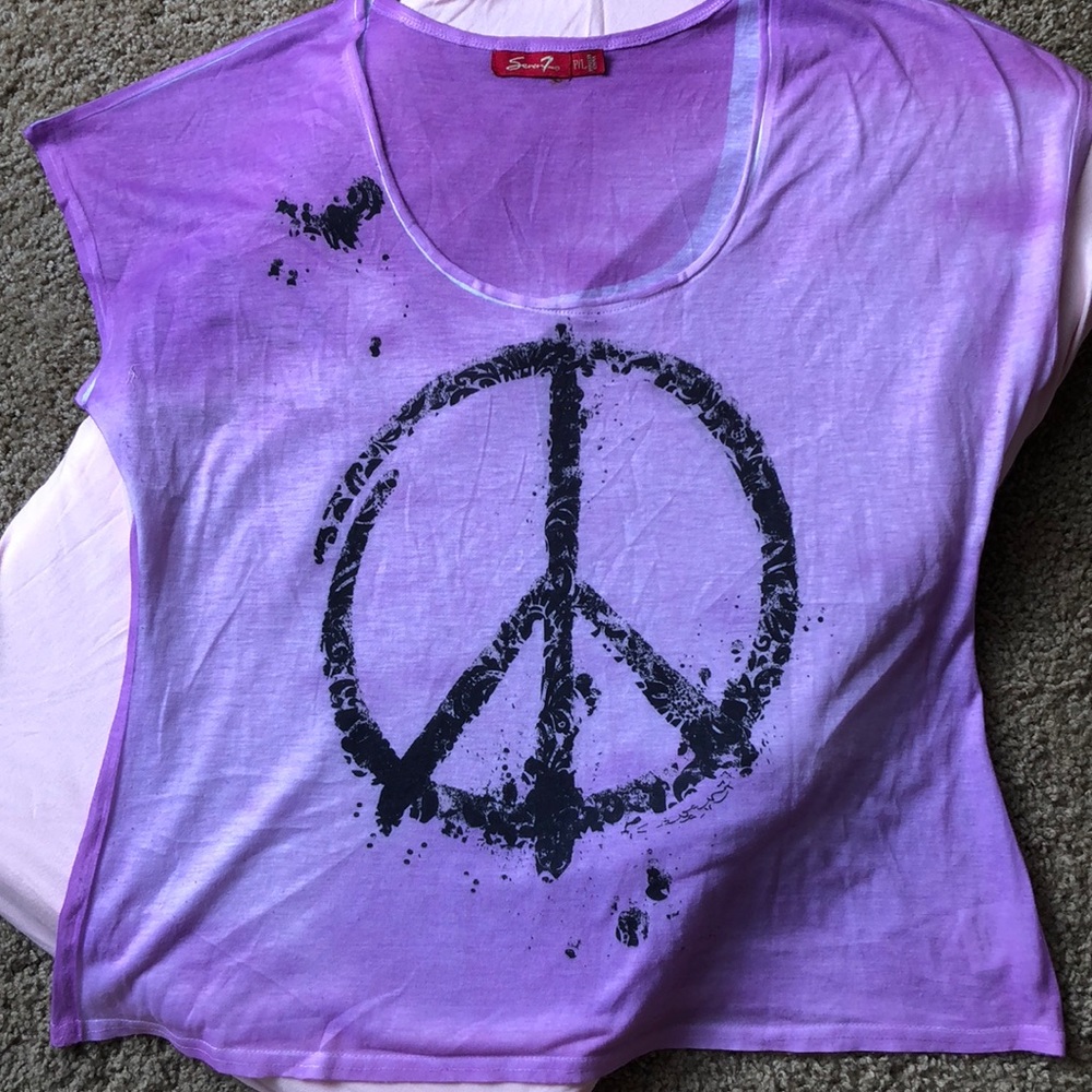 Seven7 purple ombré peace sign tee